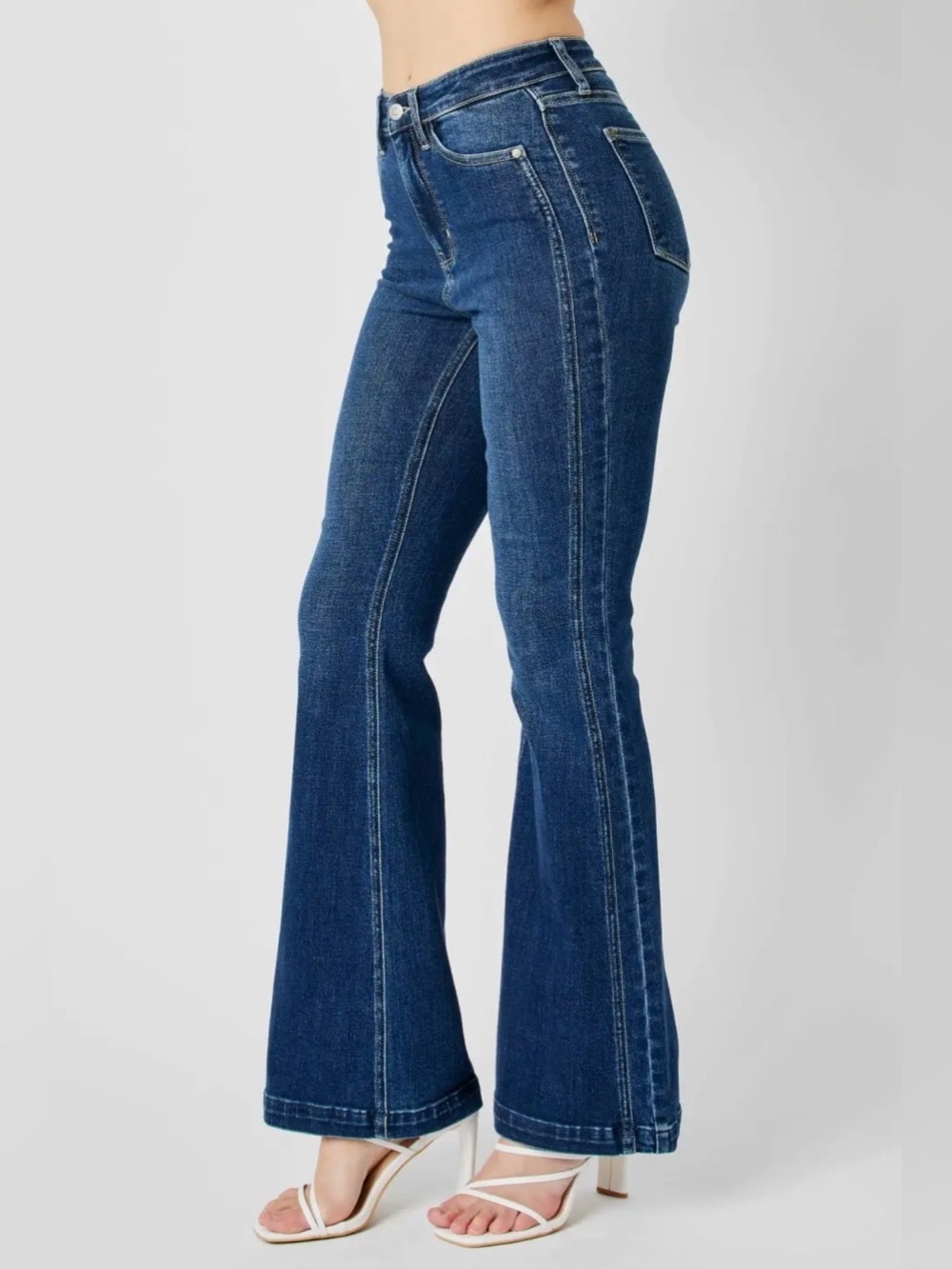 NWT Judy Blue Angled Side Seam Detail High Waisted Flare Jeans